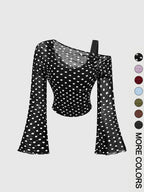 Women'S Drop Shoulder Slim Fit Casual Long Sleeve Knit T-Shirt Knitwear, Fashionable Comfortable Autumn Top, Stylish Ladies' Everyday Clothing for Daily Wear