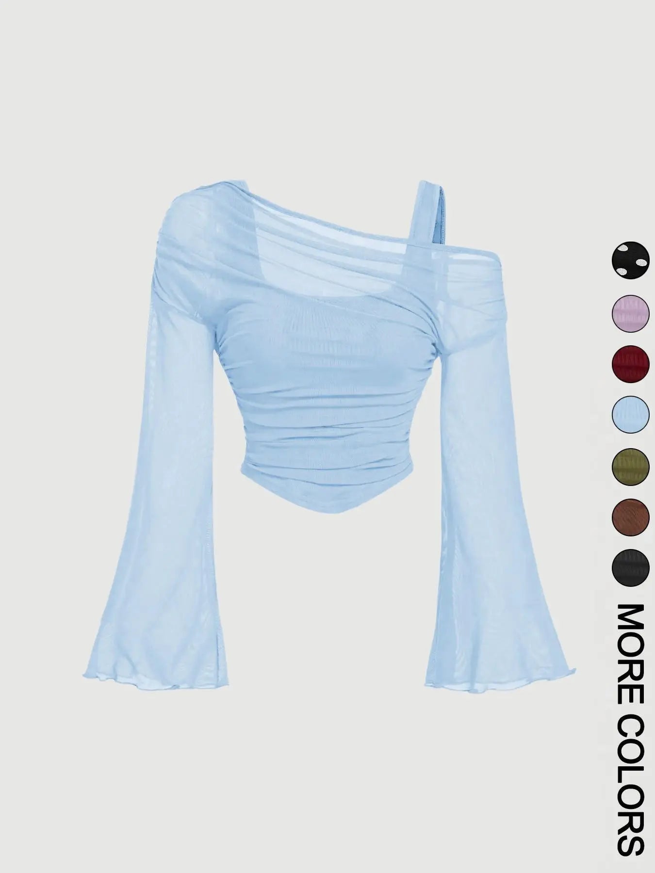 Women'S Drop Shoulder Slim Fit Casual Long Sleeve Knit T-Shirt Knitwear, Fashionable Comfortable Autumn Top, Stylish Ladies' Everyday Clothing for Daily Wear